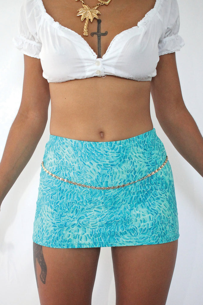 Blue Abstract Mini Beach Skirt