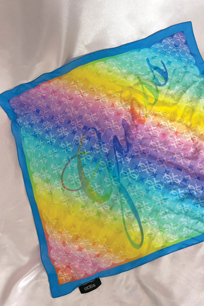 Guess Rainbow Monogram Silk Scarf