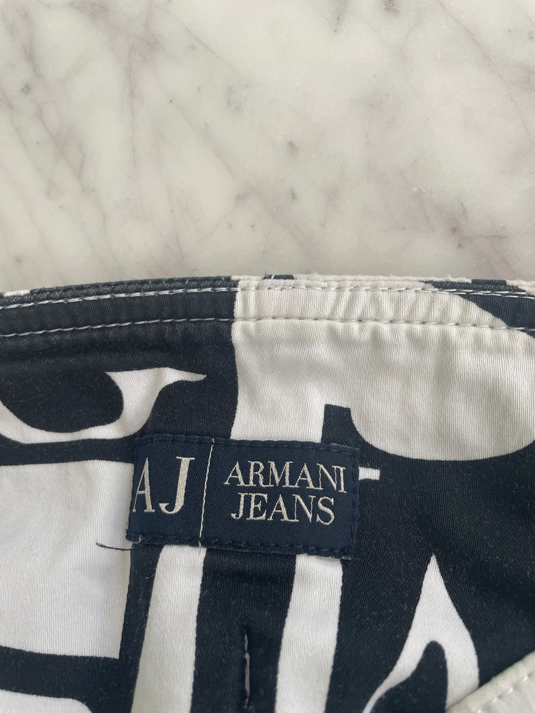 Armani Jeans Black & White Letter Print Trousers