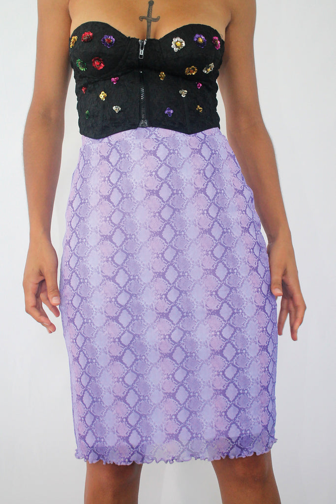 Lilac Snake Print Skirt