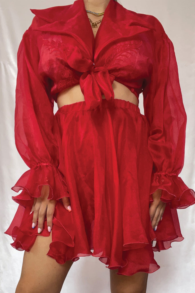 Red Ruffle Floaty Two Piece