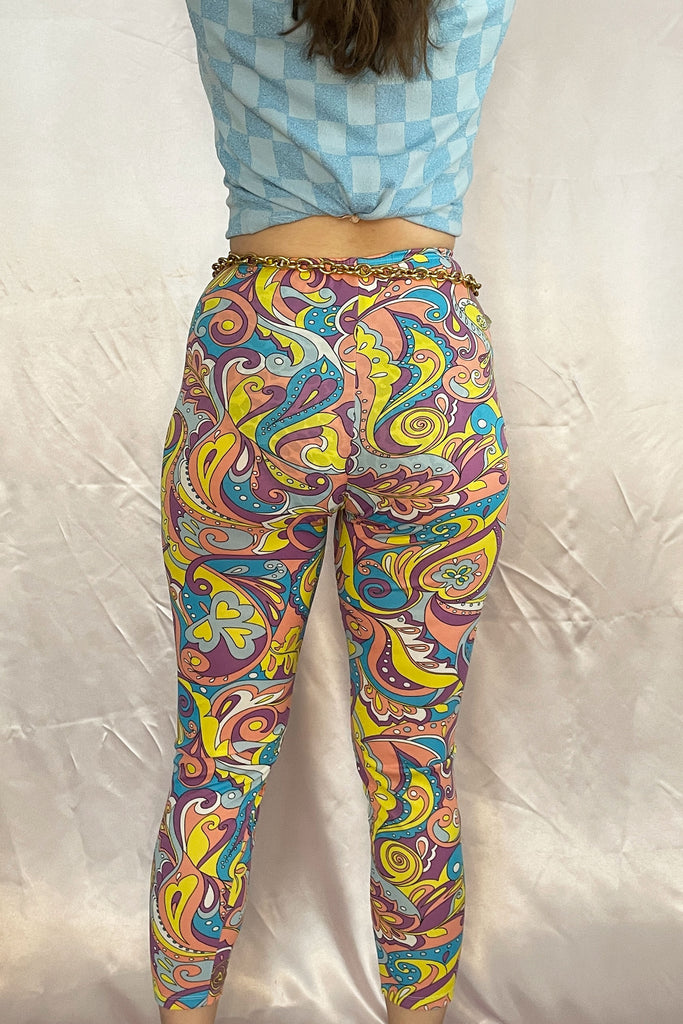Colourful Swirly Abstract Printed Leggings
