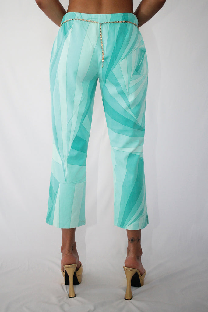 Versus Versace Blue/Turquoise Abstract Print Trousers